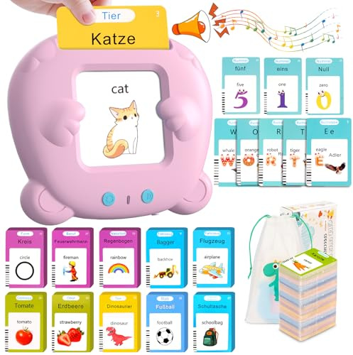 Winnrok Sprechende Lernkarten Deutsch Englisch,510 Wörter Lernkarten,Sprachförderung Lernspielzeug für Kinder ab 2-6 Jahr Flash Cards,Sprachspiele Interaktives
