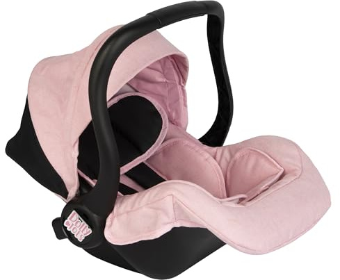 Dolly Tots siège et auto pour poupée en rose et noir | Siège auto de voyage pour poupées | Design rose