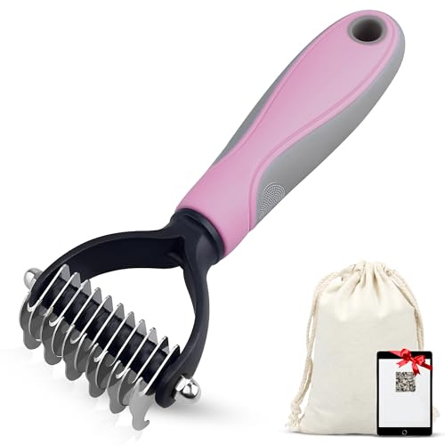 SALVAYRO® Cepillo Deslanador para Perros y Gatos de Pelo Corto y Largo + Bolsa + Guia Digital con Información sobre tus Mascotas, Modo de Empleo... | Quita Nudos y Elimina Pelo Muerto.