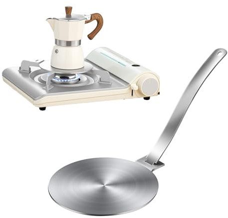 shoxil Plaque d'adaptation à induction 13 cm - Plaque d'adaptation universelle pour batterie de cuisine non magnétique - Plaque en acier inoxydable durable avec poignée amovible