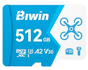 Biwin MS160 MicroSDHC UHS-I Speicherkarte 512GB - Lesen bis zu 160 MB/s - A1 V30 U1 Klasse 10 4K UHD Videos für Videoaufnahmen von Smartphones/Tablets/Digitalkamera Canon Sony