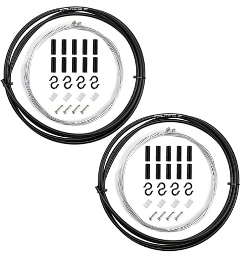 Cerioll Schaltseil Set, Universal Fahrrad Schaltseil, 2 Sätze Fahrrad Schaltzug Set, Mit 2m Außenhülle, Für Mountainbike, MTB, Rennrad Fahrrad (Schwarz)