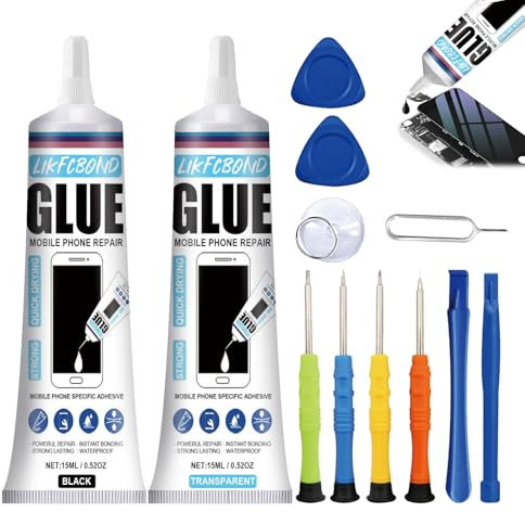 LIKFCBOND Colla per Telefono, Colla per Display Smartphone, Adesivo per Riparazione Cellulari, Utilizzato per Riparare Schermi di Telefoni Cellulari e Computer Portatili, Colle Schermo Cellulare, 15ML