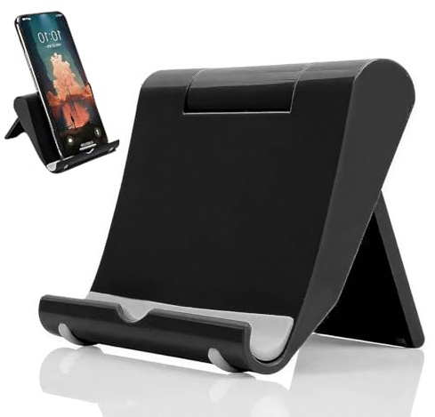 KYLOS Porta Cellulare Tavolo, Supporto Telefono Scrivania Portatile Regolabile 100°, Compatible Con Iphone 16 15 14 13 Serie, Galaxy S24 S23 A54 A34 A14, Redmi 12 10 Note 12, Fino A 7.9, Nero