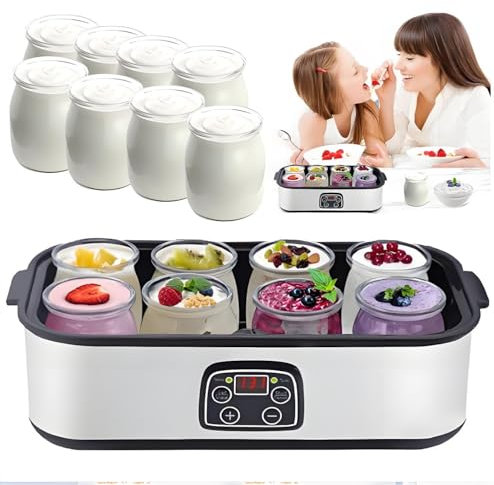Yogurt Maker Probiotic Yogurt Maker with Adjustable Temperature & Time Control with 8 180Mm Cans, Led Display