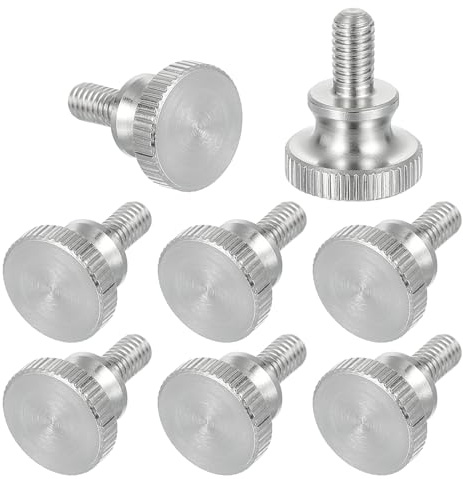 sourcing map Lot de 8 vis moletées M4 x 6 mm, vis moletées à tête diamant en acier inoxydable 304, boulons à tête moletée métriques avec boutons de préhension d'épaule, attaches filetées serrées à la