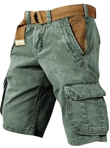 KONG JIMFAN Cargohose Herren Kurz Hose Knielang Cargo Shorts Stretch Arbeitsshort mit Taschen Sommer Arbeitshosen Männer Freizeit Shorts Baggy Radlerhose Sporthosen Outdoor Jagdhose Wanderhose