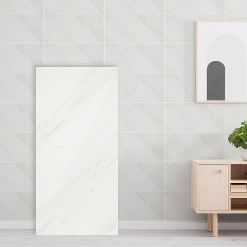 Monucep Väggpanel marmorutseende 60 x 30 cm, 10 stycken köksvägg, PET köksvägg, självhäftande, väggbeklädnad marmorutseende för kök och badrum, köksvägg, platta, väggpanel, jazzvit