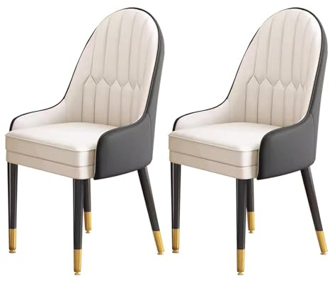Esszimmerstühle, 2er-Set, modernes Kunstleder, hohe Rückenlehne, gepolsterte weiche Sitzfläche, Holzbeine für Zuhause, Küche, Wohnzimmer, Kneipe, Café – stilvoll und bequem