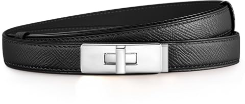 Ahokei Skinny Gürtel Damen, Damengürtel Beidseitig Leder Taillengürtel für Jeans, Kleider, Hosen, 53-92cm Verstellbarer, Klassisch Drehverschluss Gürtel Damen Schmaler, Ledergürtel Geschenk für Frauen