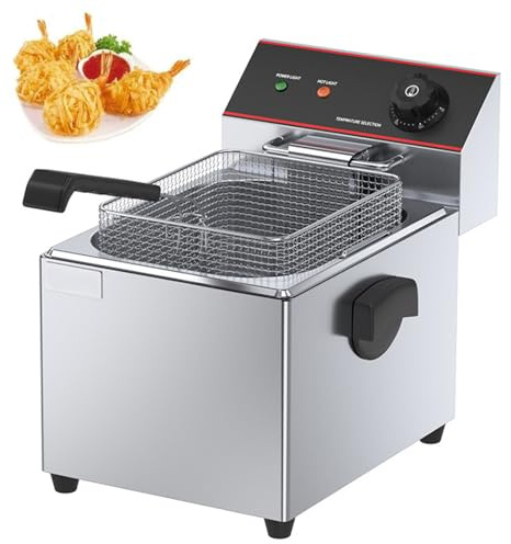 Friggitrice elettrica, capacità 8L/12L, temperatura regolabile 60-200℃, include cestello e coperchio, ideale per ristoranti e uso domestico