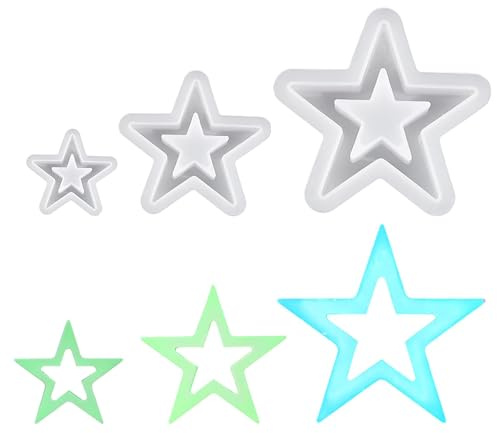 3 Stück Silikonform Stern, Silikonformen Gießformen,Silikonform Weihnachten, Kerzenformen Zum Gießen, DIY Silikonformen Sterne, Sterne Giessformen Silikon Gipsformen Zum Gießen