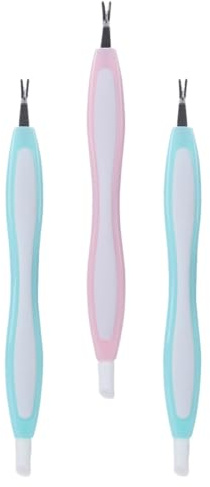 Genérico Tenedor para Piel Muerta de Acero Inoxidable, Set 3 Piezas Punta en V para Recortar Cutículas, Herramienta Multifuncional para Manicura y Pedicura, Uso Profesional Color Aleatorio