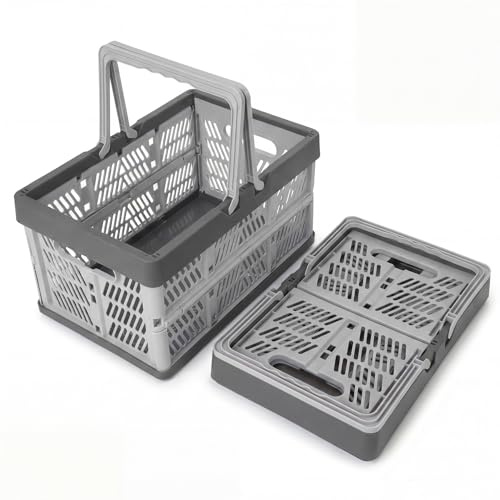 Brezento 2 Stück Klappboxen mit Henkel 20L, 38x25x20cm, Grau