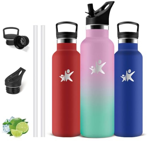 Borracce Termiche, Borraccia 750 ml, Borraccia Termica con Cannuccia | Bottiglia Termica senza Perdite - Mantiene Caldo per 12 Ore/Freddo 24 Ore, Borracce per Trekking, Sport, Palestra, Adultoa