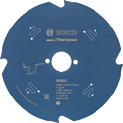 Bosch Professional 1x Kreissägeblatt Expert for Fiber Cement (für Faserzement, Sägeblatt Ø 184 x 30 x 2,2 mm, Zähne 4, Zubehör Kreissäge)