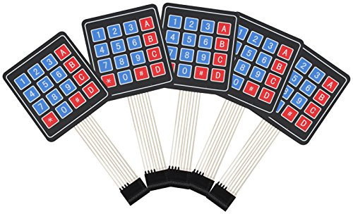 HALJIA 5pcs Interruptor de Membrana Teclado Teclado 100 Millones de Veces de Matriz 16 Teclas Compatible con arduino 77 * 70 mm