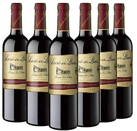 Señorío de los Llanos Crianza Vino Tinto D.O Valdepeñas - Caja de 6 Botellas x 750 ml (El embalaje puede variar)