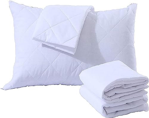 Aaf Textiles Quilted Pillow Protectors 4 Pack – Soft Microfiber Pillow Protectors with Zipped Closure – Hypoallergenic, Breathable & Feather Proof Zipped Pillow Protectors for Comfort (50x75cm, White)