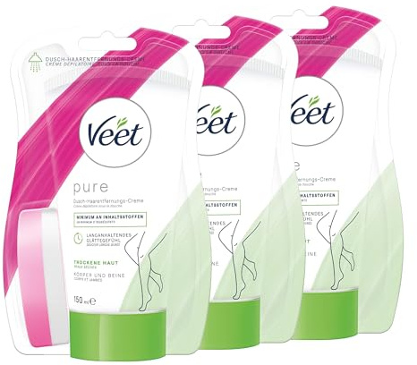 Dusch Enthaarungscreme 3er Pack bei trockener Haut für die Anwendung unter der Dusche Veet Dusch-Haarentfernungs-Creme trockene Haut 3x150ml