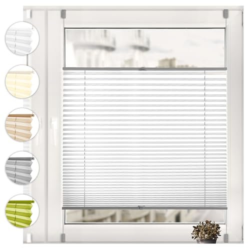 Sonello Plissee Klemmfix ohne Bohren 95cm x 100cm Grau Faltrollo Plisseerollo Jalousie für Tür & Fenster Blickdicht Sichtschutz Sonnenschutz Fertifplissee Rollo
