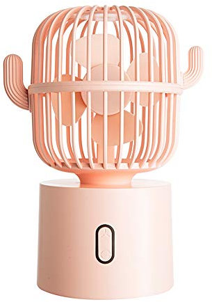 Small Desktop USB Table Desk Fan Personal Fan, Cactus Mini Handheld Rechargeable 80 Degree Auto Rotation Portable Fans, 3 Speeds Strong Wind, Quiet Operation Fan for Girls Baby Room Home Office
