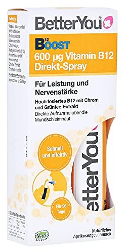 BetterYou Vitamin B12 Direkt-Spray - Zum Sprühen auf die Mundschleimhaut - Natürliches hochdosiertes Vitamin B12 mit Chrom und Grüntee-Extrakt - Schnell & effektiv - vegan, 25ml