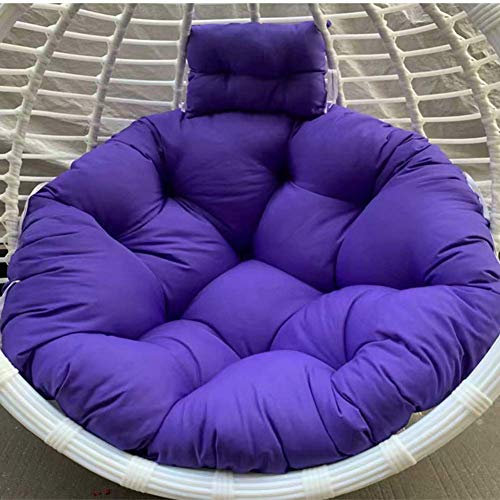 Dicker Hängesessel Swing Nest Kissen, abnehmbare Wäsche Komfortable runde Polster Ei Hängematte Sitz Polsterung Stuhllehne Mit Kissen-Lila 110x110cm (43x43inch)