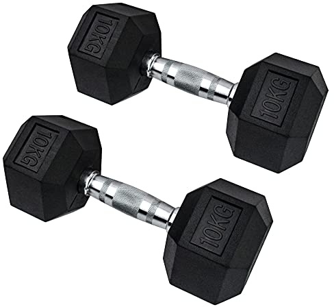 MuscleSquad Hex Rubber Dumbbell Pairs (3kg) | Durable Easy Grip Dumbbell Weights for Home Workouts