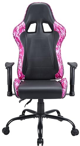 Subsonic - Ergonomisk spelstol justerbar rygg och armstöd – Pink Power Gaming Chair för flickor – rosa och svart