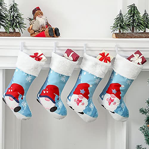 Weihnachtsstrumpf,Nikolausstrumpf,Nikolausstiefel zum Befüllen,Großer Weihnachtsstrumpf als Weihnachtsgeschenktasche Bonbontüte,Weihnachtsdeko zum Aufhängen für Wand,Kamin,Treppe,Weihnachtsbaum