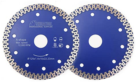 SHDIATOOL Diamantsägeblatt 125mm-5IN A-förmige Trennscheibe für Fliesen Marmor Stein Beton Keramik Ziegel,2 Stück