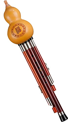 TYHHX Chinesische Flöte, Kürbisflöte C-Key Chinesisches Hulusi, professioneller Leistungstyp Roter Sandelholz-Kürbis, mit abnehmbarem Knoten, Geschenke für Musikliebhaber