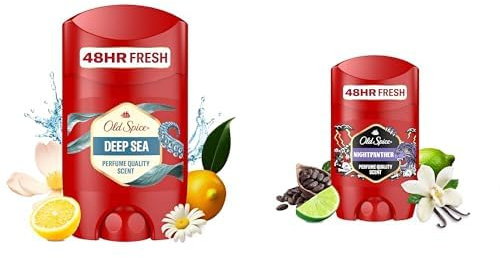 Old Spice Deep Sea Deodorant Stick Ohne Aluminium Für Männer Mit Langanhaltendem Duft & Nightpanther Deodorant Für Männer, Ohne Aluminium, 50ml