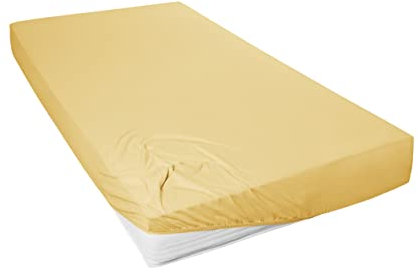 Beddress - Mako-Feinjersey-Spannbetttuch, senf, 90-100 x 200 cm, 100% gekämmte Baumwolle, OekoTex