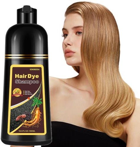 Onilyua Natural Blonde Brown 3-IN-1 Golden Hair Dye Shampoo 500ml, Colors in 10-15 Mins, 100% Coverage for All Hair Types (Blonde Brown)