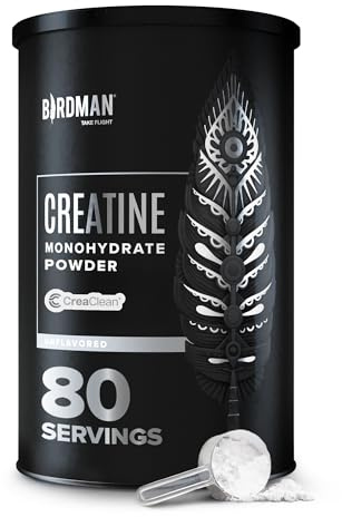 BIRDMAN Micronized Creatine Monohydrate Powder, Muscle Recovery, Caffeine Free, Creatine Pre Workout, Vegan, Post Workout, Gluten Free, Sugar Free | 80 Servings (5 Grams Each) | 0.8lb