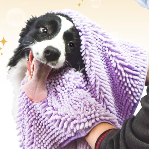 Schnell Trocknendes Hundehandtuch, Mikrofaser-Super-Shammy mit Taschen für die Hände, Extrem Saugfähige, Schnell Trocknende Haustier-Badetücher, Haustier-Trockentuch für die Pfoten von Haustieren, Wel
