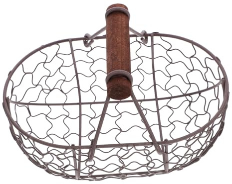 Warmhm Rustikaler Drahtkorb Im Nostalgischen Stil - Eierkorb Für Die Sammlung - Eiersammelkorb Und Erntekorb Multifunktionaler Aufbewahrungskorb Für Obst Gemüse Und Brot Metallgeflecht