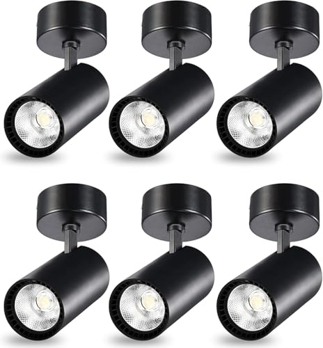 Bravsekai 6 confezioni di faretti da soffitto extra-luminosi da 25 W regolabili a 90 gradi, proiettore da soffitto antiriflesso