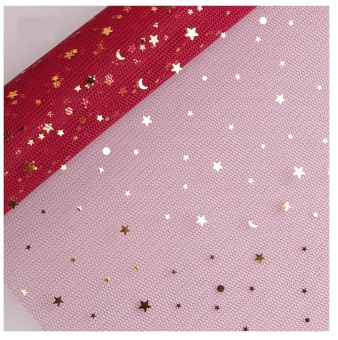 Blumenstrauß-Wickelpapier Pailletten Stern Mond Spitze Mesh Organza Netzgarn Stoff DIY Scrapbook Valentinstag Geschenkpapier Papier Basteln Blumenstrauß Verpackung Blumenstrauß Papier (Color : Red,