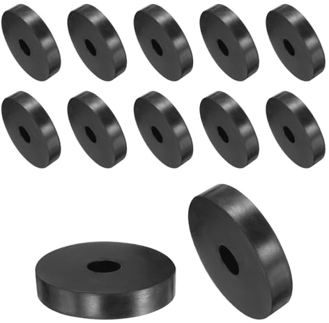 QUARKZMAN Arandela Gruesa de Goma Negro 50x14x10mm (OD*ID*Grosor) 12pcs | Almohadilla de Aislamiento Antivibración Planas Ojales Amortiguador Antideslizante Kit de Espaciador Redondo Grueso