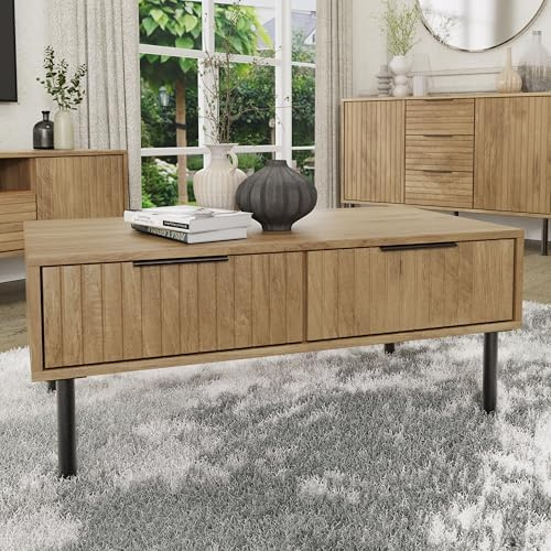 GFW Nervata Coffee Table Living Room Storage Display Oak