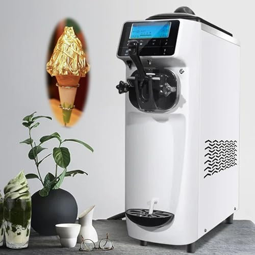 1150W Commercial Ice Cream Machine (14-16L/H) + 5In LCD Opera-Tion Screen + 7.2L Material Basin, Desktop Single Head Ice Cream Machine - Low Noise/Energy Saving