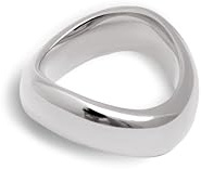SINGULARU - Bague Tina. Acier avec finition plaquée rhodium. Design irrégulier et organique. Bijoux pour femme. Tailles 10 à 20.
