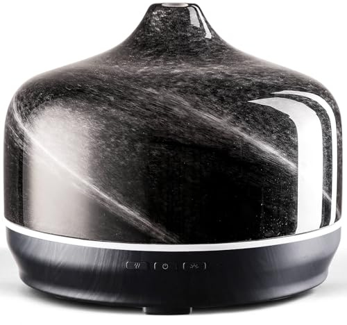 Porseme Verre Diffuseur Huiles Essentielles 500ml,Grand Humidificateur | Diffuseur huiles essentielles,Brume fraîche ultrasonique,7 Changements de Couleur,Dure 15 à 21Heures pour Maison (Obsidian)