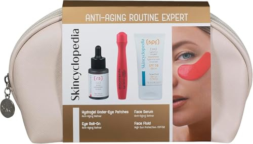 Skincyclopedia Geschenkset für Frauen, Anti Aging Gesichtspflege Set, Beauty Geschenkset mit Retinol Serum, Retinol Augenroller und LSF 50 Creme plus 2 Augenpads, Perfekte Geburtstagsgeschenk