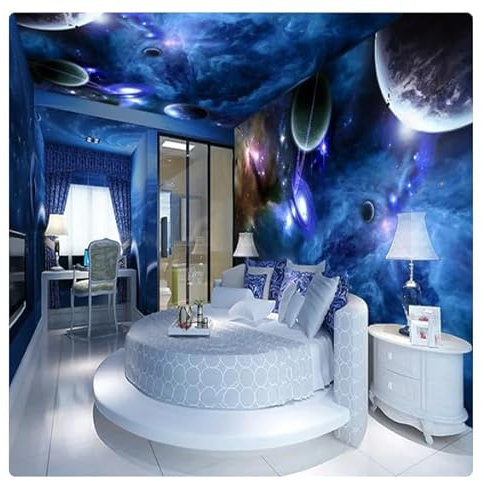 vsdhlsidgl Benutzerdefinierte Moderne 3D-Tapeten mit kosmischen Nachtmustern für Kinderzimmer, Wohnzimmer, Hintergrund, wasserdichte 3D-Tapeten-Wandbilder * 350 cm x 256 cm (137,8 x 100,8 Zoll)
