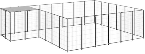 DYRJDJWIDHW hundekäfig Auto,Hunde Gitter für zuhause,hundezwinger Outdoor,Hundezwinger Schwarz 12,1 m² StahlEntworfen für Garten und Terrasse.