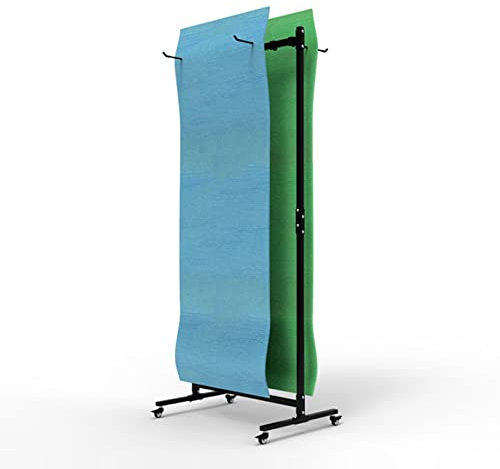 Yogamatta förvaringsvagn med hjul stor svart metallställ för 40 träningsmatta/pilatesmattor fristående hem/gymorganiserare